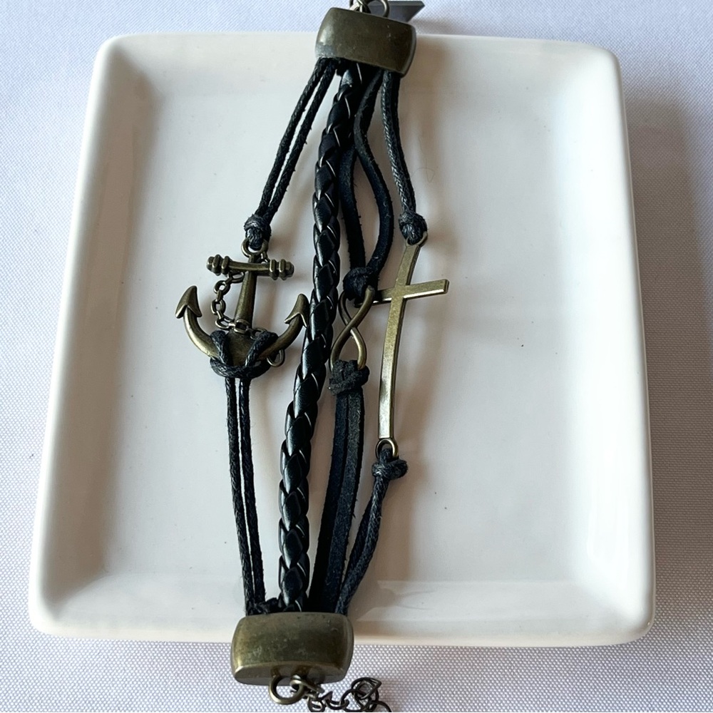Nautical Themed Braided Leather Bracelet